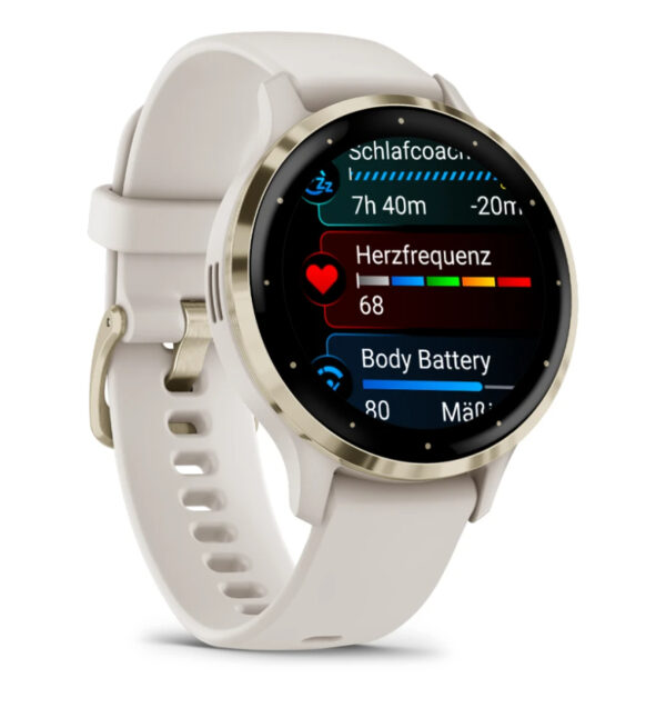 Garmin Venu 3S 3,05 cm (1.2") AMOLED 41 mm Digitaal 390 x 390 Pixels Touchscreen Goud, Ivoor Wifi GPS - Afbeelding 3