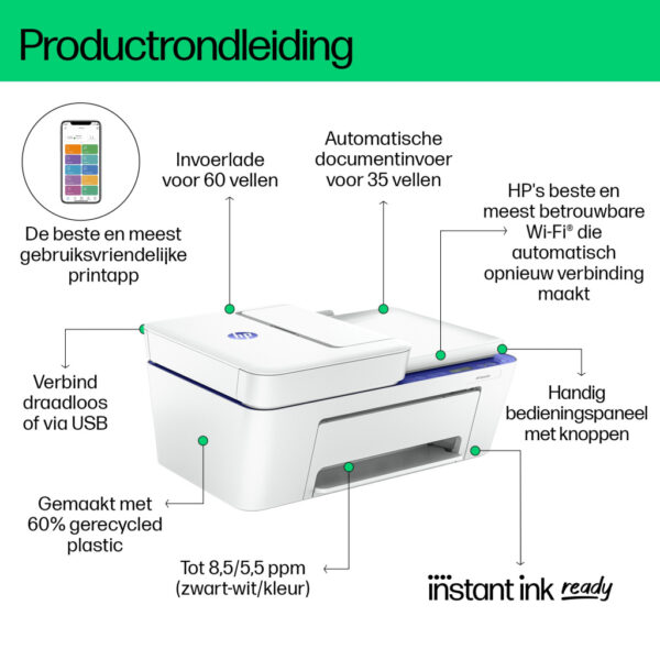 HP DeskJet 4230e Draadloos All-in-One Kleur Printer, Instant Ink; Kopieerapparaat, scanner - Afbeelding 3