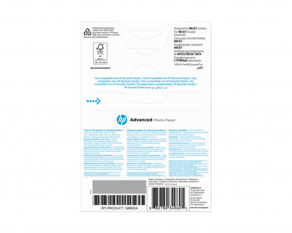 HP Advanced Photo-papier, glanzend, 250 g/m2, 10 x 15 cm (101 x 152 mm), 100 vellen - Afbeelding 3
