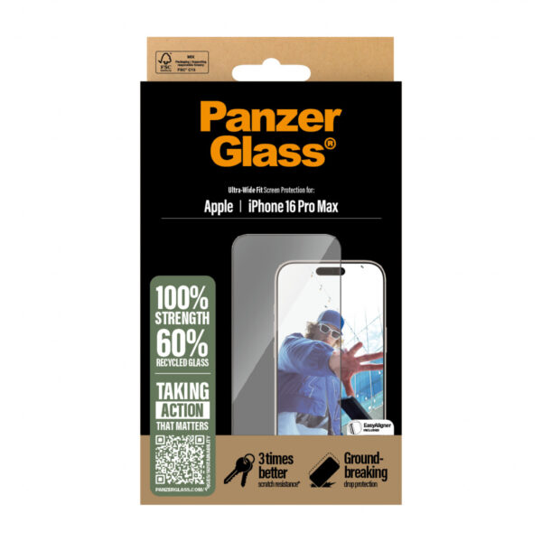PanzerGlass ® Screen Protector iPhone 16 Pro Max | Ultra-Wide Fit Doorzichtige schermbeschermer Apple 1 stuk(s) - Afbeelding 4