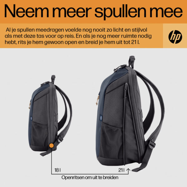 HP Travel 15,6 Blue Night Laptop Backpack, 18 liter - Afbeelding 9