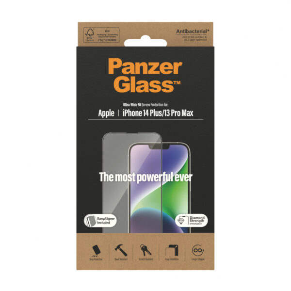 PanzerGlass ® Screen Protector iPhone 14 Plus | 13 Pro Max | Ultra-Wide Fit w. EasyAligner Doorzichtige schermbeschermer Apple 1 - Afbeelding 3