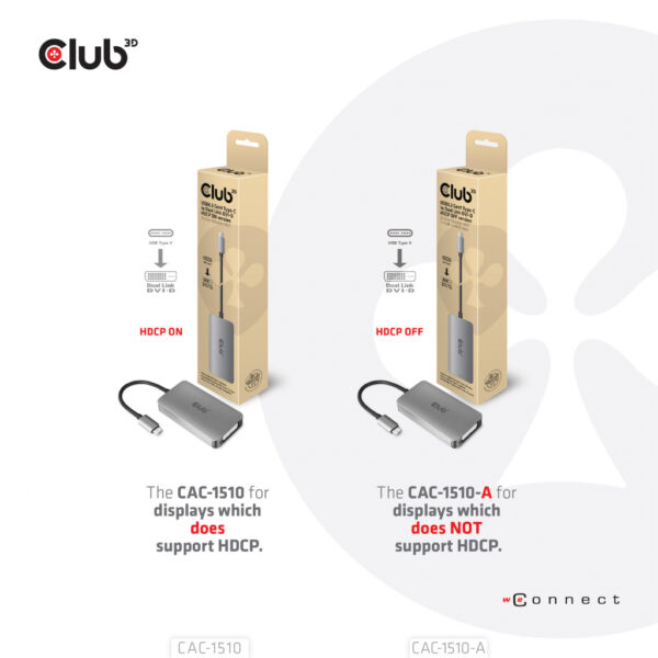 CLUB3D USB3.2 Gen1 Type-C to Dual Link DVI-D HDCP OFF version Active Adapter M/F for Apple Cinema Displays - Afbeelding 3