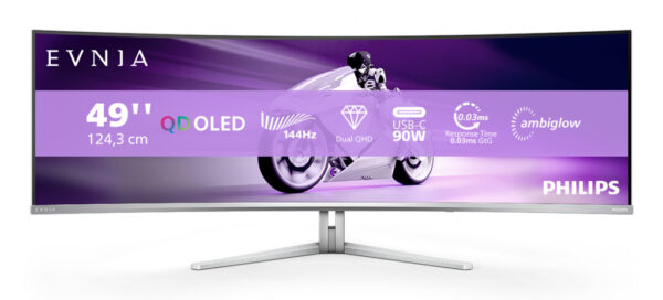 Philips Evnia 8000 49M2C8900L/00 computer monitor 124,2 cm (48.9") 5120 x 1440 Pixels Dual QHD QD-OLED Wit - Afbeelding 9