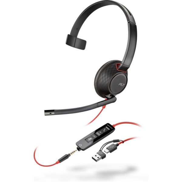 POLY Blackwire 5210 mono USB-C-headset + 3,5 mm stekker + USB-C/A-adapter - Afbeelding 4