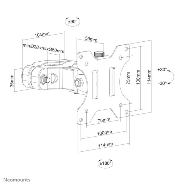 Neomounts FL40-430BL11 TV-paalsteun 17-32" - diam. 28-60 mm - Afbeelding 12