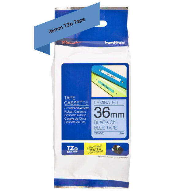 Brother TZE-561 labelprinter-tape Zwart op blauw - Afbeelding 2