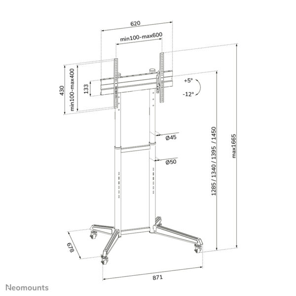 Neomounts FL50-540BL1 TV trolley 37-70" - Afbeelding 15