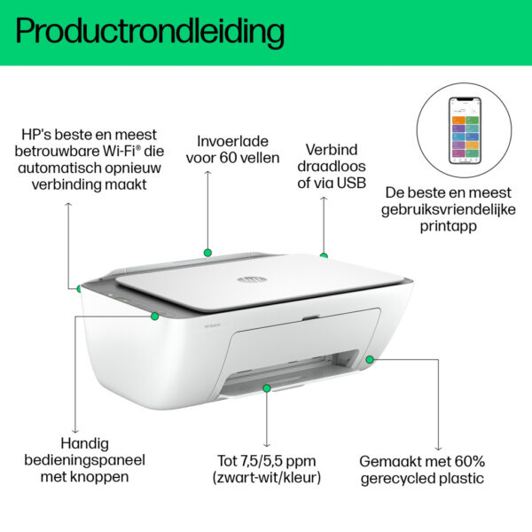 HP DeskJet 2820e Draadloos All-in-One Kleur Printer, Kopieerapparaat, scanner - Afbeelding 4