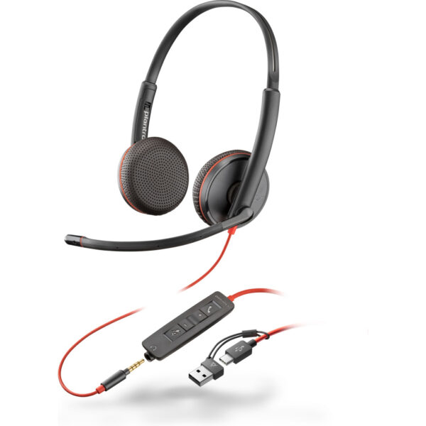 POLY Blackwire 3225 Stereo USB-C Headset + 3,5 mm plug + USB-C/A adapter - Afbeelding 3
