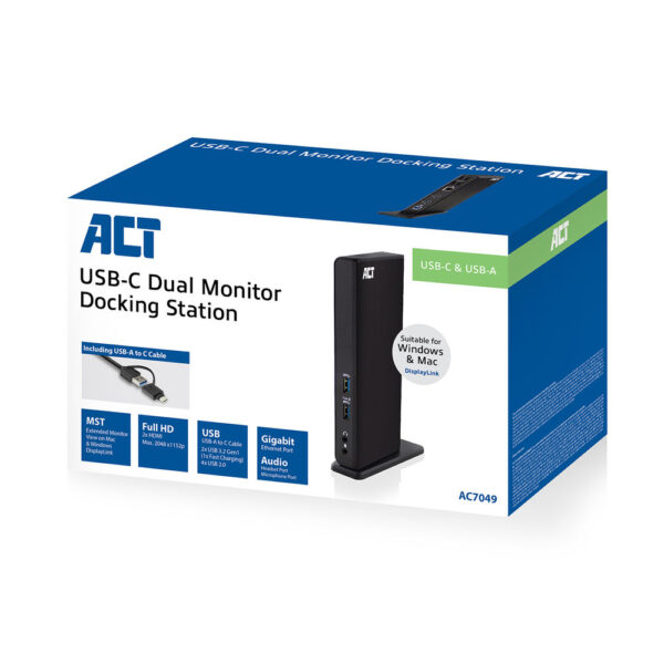 ACT USB-C of USB-A Docking Station, voor 2 HDMI monitoren, DisplayLink - Afbeelding 3