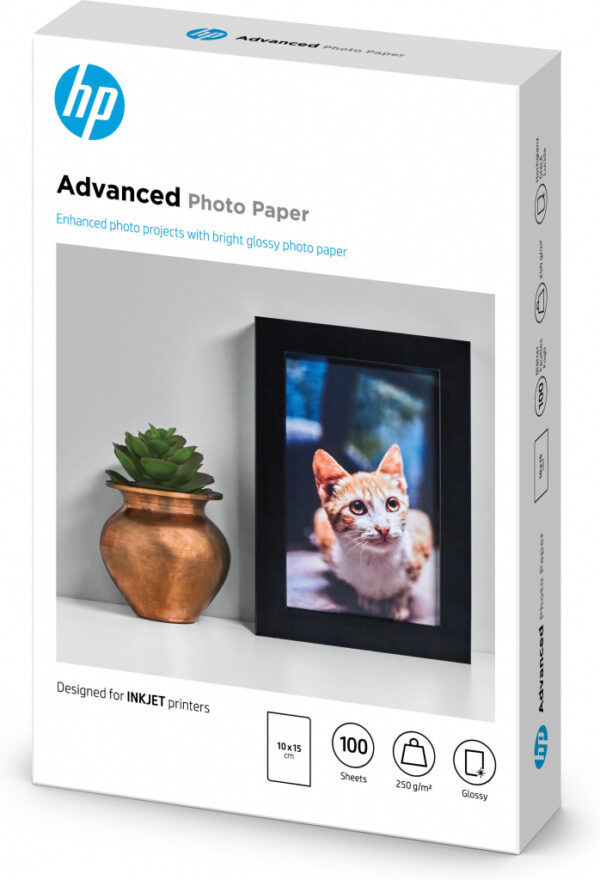 HP Advanced Photo-papier, glanzend, 250 g/m2, 10 x 15 cm (101 x 152 mm), 100 vellen - Afbeelding 2