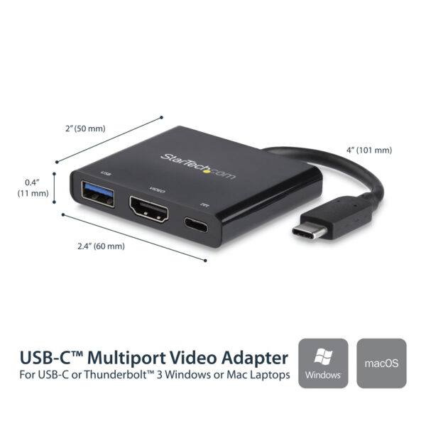 StarTech.com USB-C multiport adapter met HDMI USB 3.0 poort 60W PD zwart - Afbeelding 2