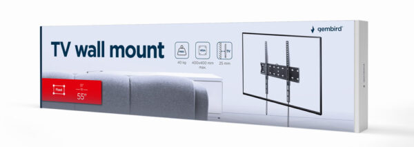 Gembird WM-55F-02 tv-bevestiging 139,7 cm (55") Zwart - Afbeelding 5