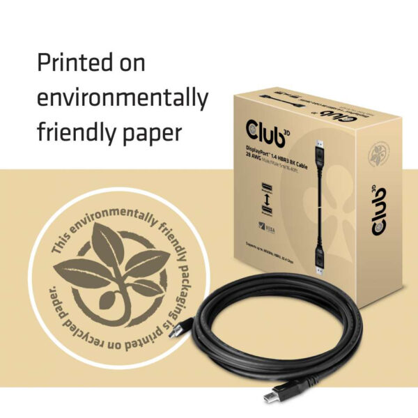 CLUB3D DisplayPort 1.4 HBR3 8K Kabel M/M 5 meter - Afbeelding 7