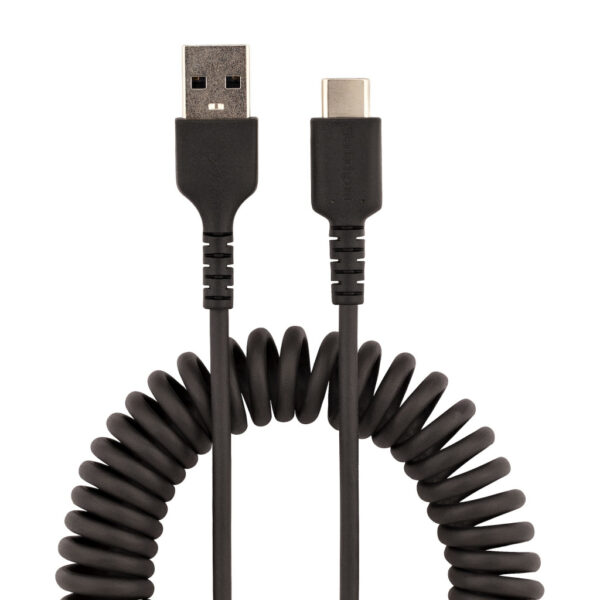 StarTech.com 1m USB A naar C Laadkabel, Zwart, Robuuste Fast Charge & Sync Spiraalkabel, Hoogwaardige USB 2.0 A naar USB Type-C - Afbeelding 3