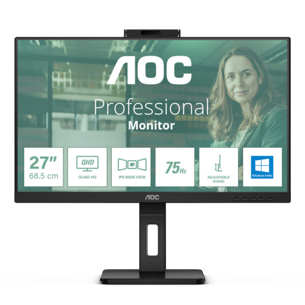 AOC Q27P3CW computer monitor 68,6 cm (27") 2560 x 1440 Pixels Quad HD LED Zwart