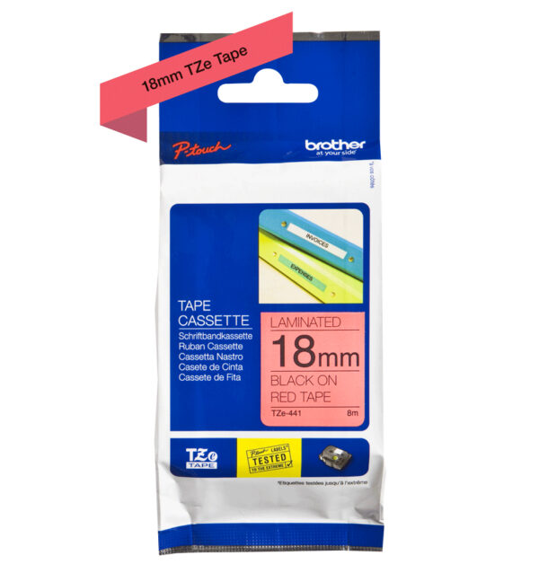Brother TZE-441 labelprinter-tape Zwart op rood - Afbeelding 2