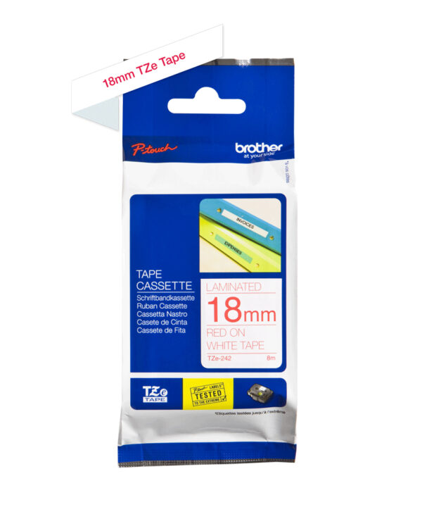 Brother TZE-242 labelprinter-tape Rood op wit - Afbeelding 3