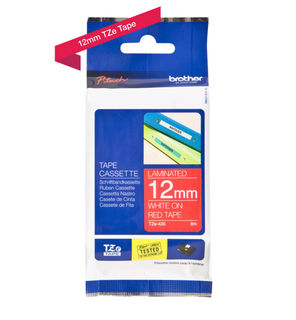Brother TZE-435 labelprinter-tape Wit op rood - Afbeelding 2