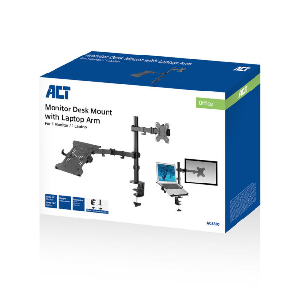 ACT Monitorarm 32" met laptophouder, 1 scherm - Afbeelding 4