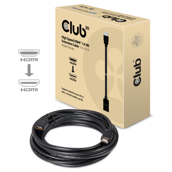 CLUB3D High Speed HDMI™ 1.4 HD Extension Kabel 5meter M/F - Afbeelding 2