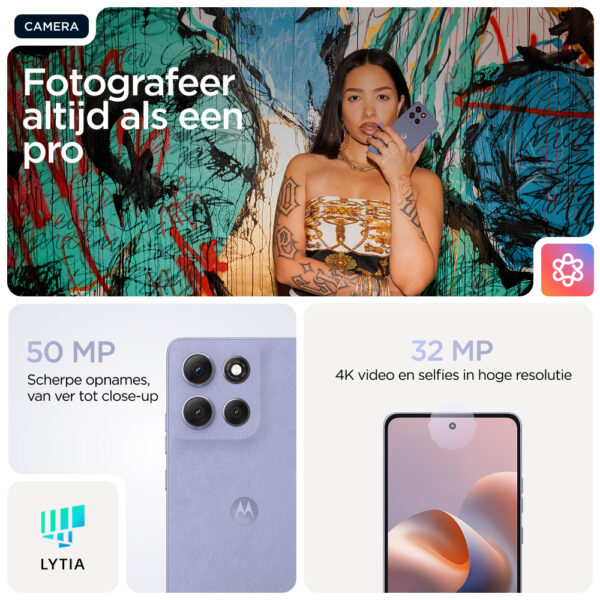 Motorola moto g86 5G 16,9 cm (6.67") Dual SIM Android 15 USB Type-C 8 GB 256 GB 5200 mAh Lila - Afbeelding 8
