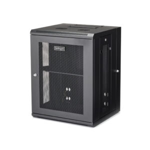 StarTech.com 4 Post 15U Wandmonteerbare Netwerkkast met 1U Schap, 19" Scharnierende Patchkast voor Data/AV/Electronica/Computer