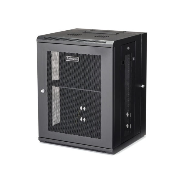 StarTech.com 4 Post 15U Wandmonteerbare Netwerkkast met 1U Schap, 19" Scharnierende Patchkast voor Data/AV/Electronica/Computer