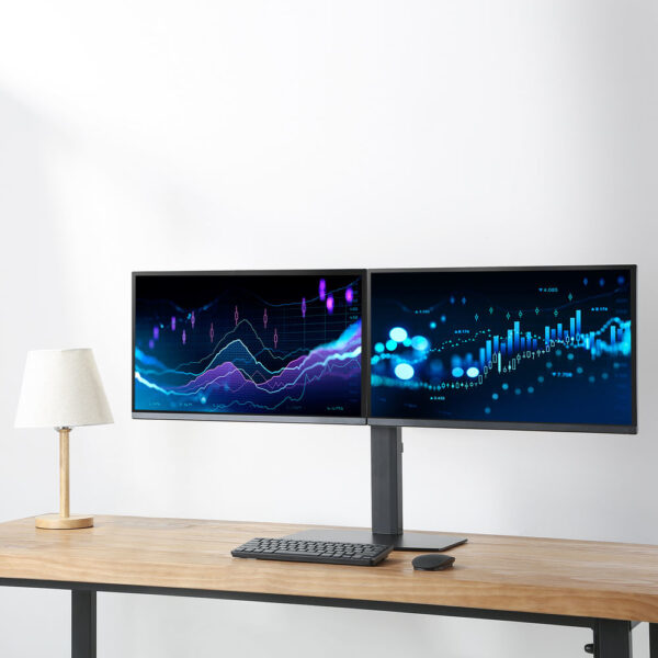 ACT Monitorarm 27" office, op voet met gasveer, crossbar, 2 schermen - Afbeelding 7