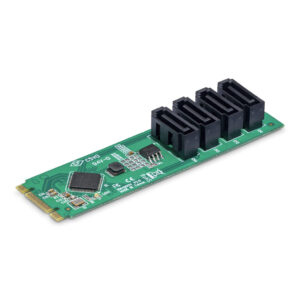 StarTech.com 4-Port M.2 naar SATA Adapter Kaart, M.2 PCIe 3.0 naar SATA HDD/SSD Uitbreidingskaart, ASM1064 Chipset, M.2 NVMe naa