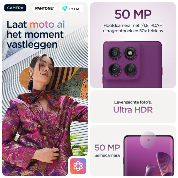 Motorola edge 60 pro 16,9 cm (6.67") Dual SIM Android 15 5G USB Type-C 12 GB 512 GB 6000 mAh Paars - Afbeelding 15