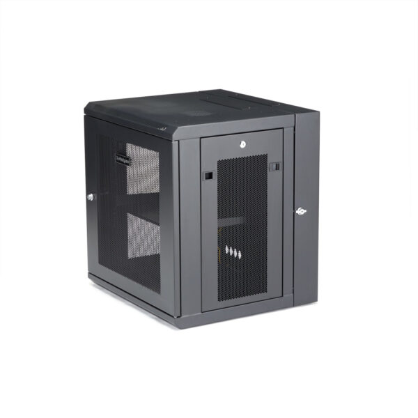 StarTech.com 4 Post 12U Wandmonteerbare Netwerkkast met 1U Schap, 19" Scharnierende Patchkast voor Data/AV/Electronica/Computer - Afbeelding 3