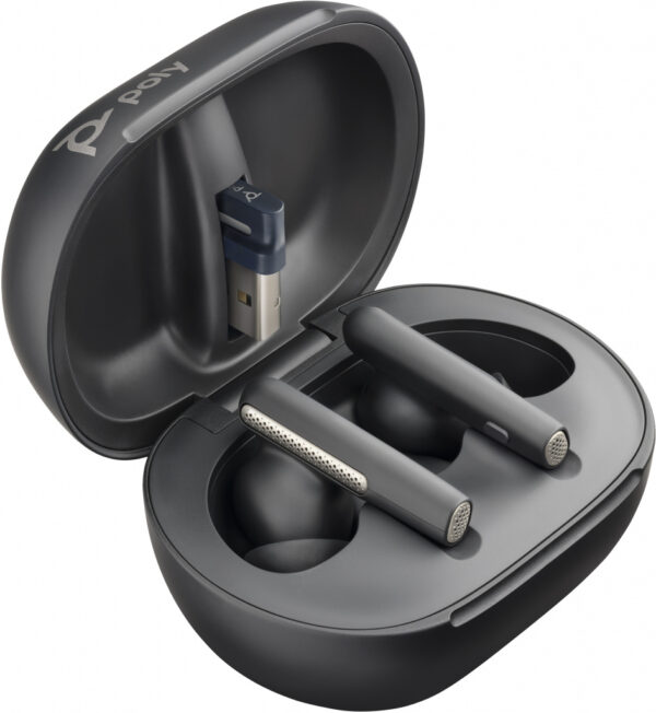 Poly Voyager Free 60+ UC M Carbon Black Earbuds + BT700 USB-C-adapter + oplaadcase met touchscreen - Afbeelding 4