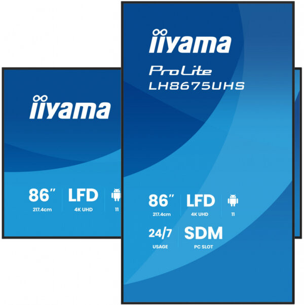 iiyama LH8675UHS-B2AG beeldkrant Digitale signage flatscreen 2,17 m (85.6") LCD Wifi 500 cd/m² 4K Ultra HD Zwart Type processo - Afbeelding 4
