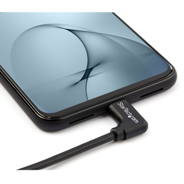 StarTech.com 1m USB-C Laadkabel, Haakse Charge & Sync Type C Laptop Laadkabel, 60W (3A) PD, USB 2.0 - Zwarte USB-C Oplaadkabel - Afbeelding 3