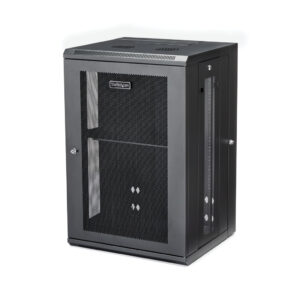 StarTech.com 4 Post 18U Wandmonteerbare Netwerkkast met 1U Schap, 19" Scharnierende Patchkast voor Data/AV/Electronica/Computer