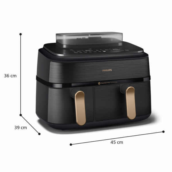 Philips 5000 series NA552/00 friteuse Dubbel 9 l Vrijstaand 2750 W Heteluchtfriteuse Zwart - Afbeelding 3