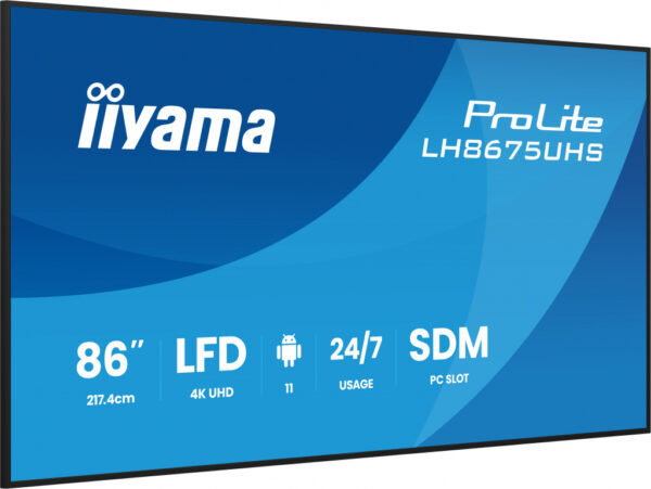 iiyama LH8675UHS-B2AG beeldkrant Digitale signage flatscreen 2,17 m (85.6") LCD Wifi 500 cd/m² 4K Ultra HD Zwart Type processo - Afbeelding 3