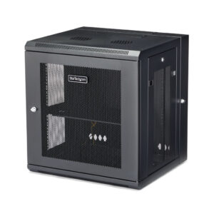 StarTech.com 4 Post 12U Wandmonteerbare Netwerkkast met 1U Schap, 19" Scharnierende Patchkast voor Data/AV/Electronica/Computer