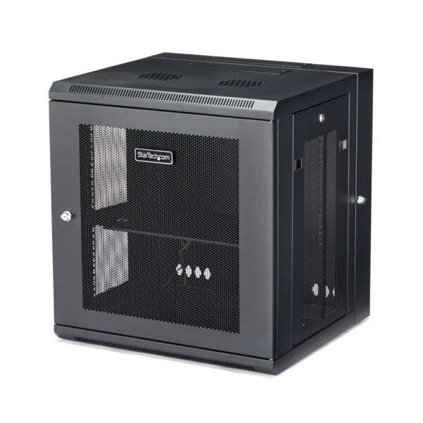StarTech.com 4 Post 12U Wandmonteerbare Netwerkkast met 1U Schap, 19" Scharnierende Patchkast voor Data/AV/Electronica/Computer