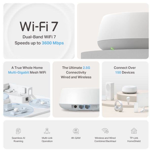 TP-Link DECO BE25(1-PACK) mesh-wifi-systeem Dual-band (2.4 GHz / 5 GHz) Wi-Fi 7 (802.11be) Wit 2 Intern - Afbeelding 3