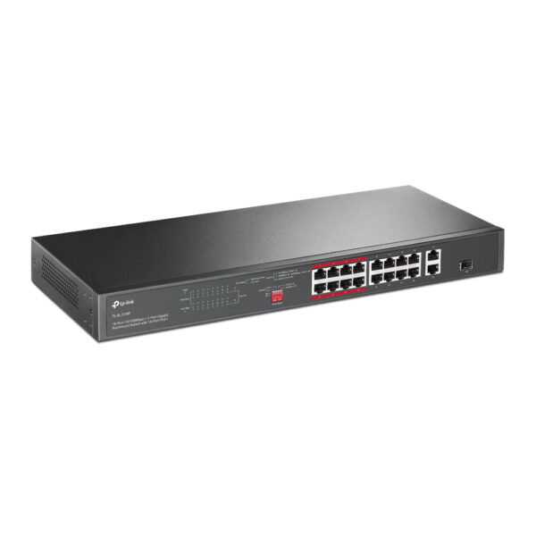 TP-Link TL-SL1218P netwerk-switch Unmanaged Gigabit Ethernet (10/100/1000) Power over Ethernet (PoE) 1U Zwart - Afbeelding 2
