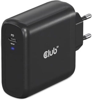 CLUB3D Travel Charger 100 Watt GAN technology, USB-IF TID certified, Single port USB Type-C, Power Delivery(PD) 3.0 Support