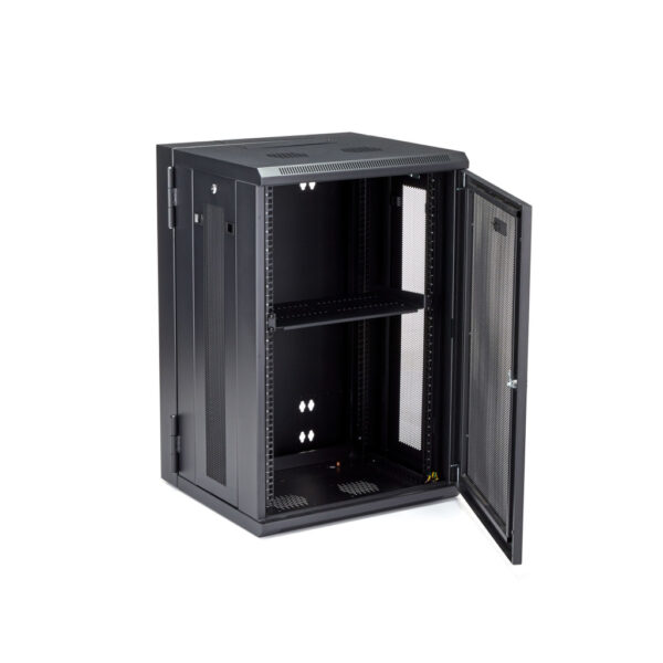 StarTech.com 4 Post 18U Wandmonteerbare Netwerkkast met 1U Schap, 19" Scharnierende Patchkast voor Data/AV/Electronica/Computer - Afbeelding 3