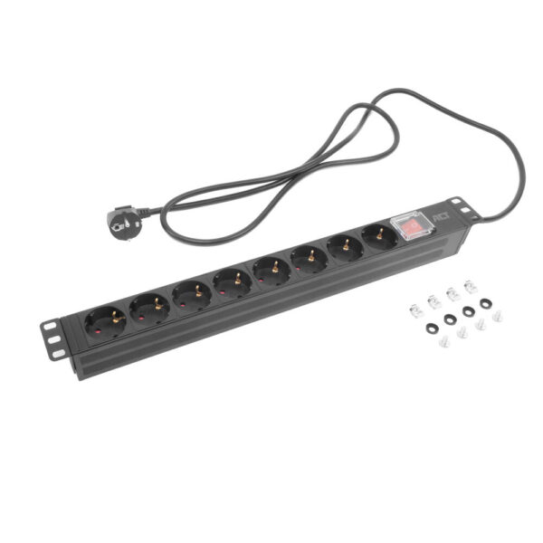 ACT Stekkerdoos PDU 19" CEE7/7 8-voudig type F, 2,5m H05VV-F 3G1.5 - Afbeelding 2