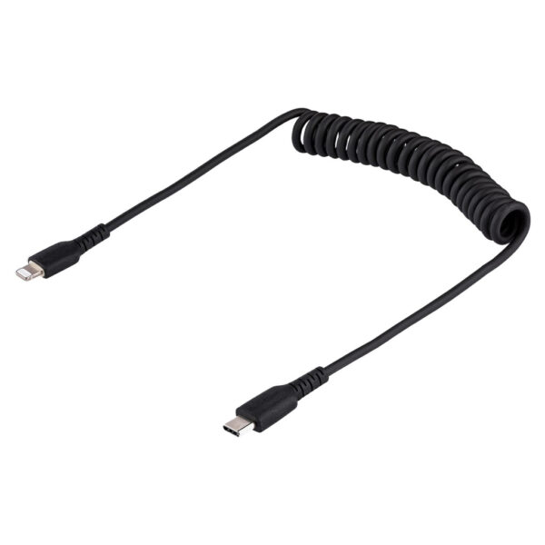 StarTech.com 1m USB-C naar Lightning Kabel, Zwart, MFi Gecertificeerd, iPhone Lader Spiraalkabel, Duurzame Aramidevezels, Robuus - Afbeelding 7