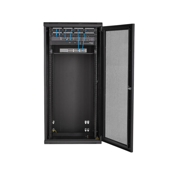 StarTech.com 4 Post 26U Wandmonteerbare Netwerkkast met 1U Schap, 19" Scharnierende Patchkast voor Data/AV/Electronica/Computer - Afbeelding 6