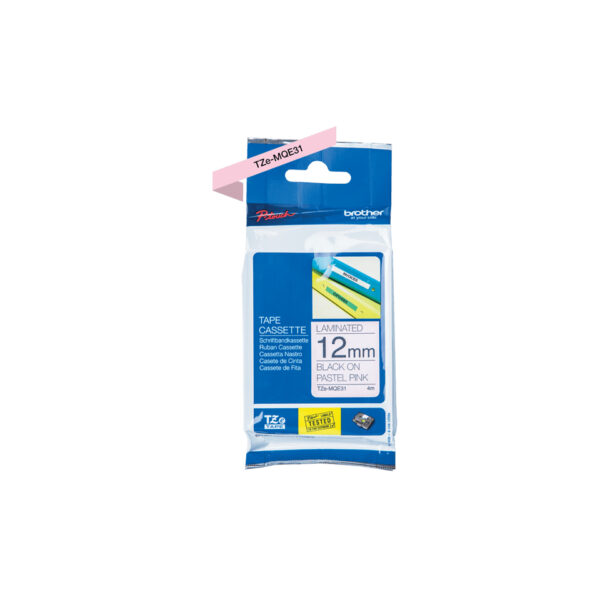 Brother TZEMQE31 labelprinter-tape Zwart op roze TZe - Afbeelding 3