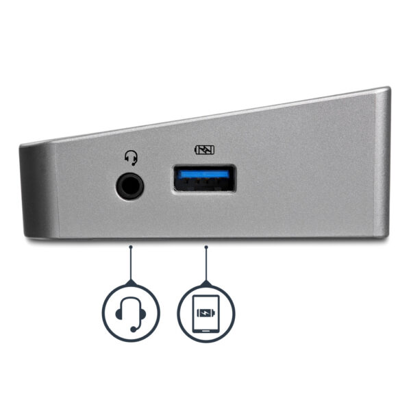 StarTech.com Triple Monitor USB 3.0 Docking Station met 2x 4K DisplayPort & HDMI - 5 Port USB-A Hub (1x Fast-Charge), 3.5mm Aud - Afbeelding 3